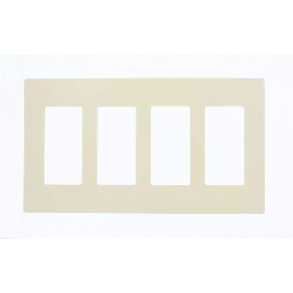 Light Almond 4-Gang Screwless Polycarbonate Wallplate