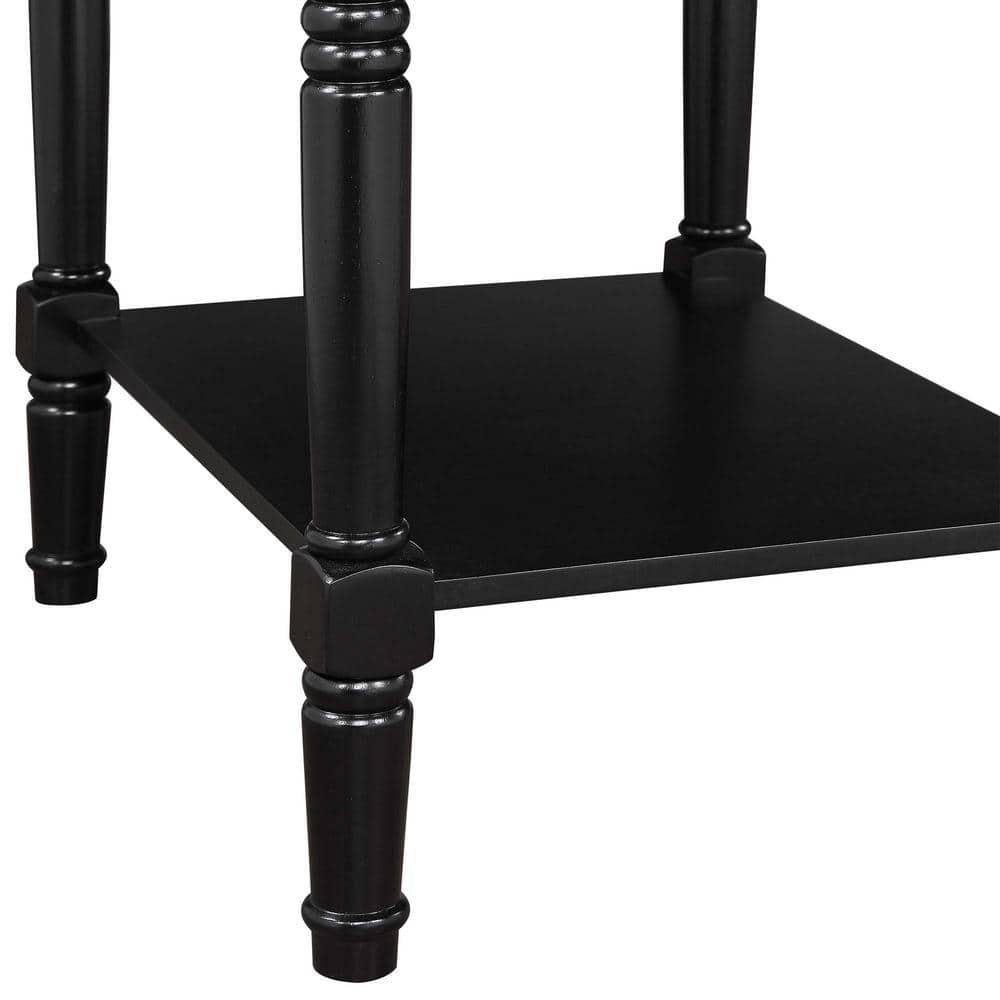 Convenience Concepts Country Oxford 1 Drawer End Table with Charging Station and Shelf, Black