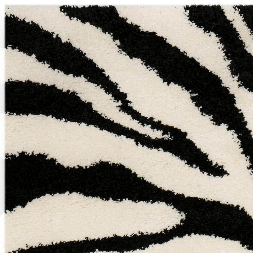 Florida Shag SG452 Power Loomed Indoor Area Rug - Ivory/Black - 5'3"x7'6" - Safavieh.