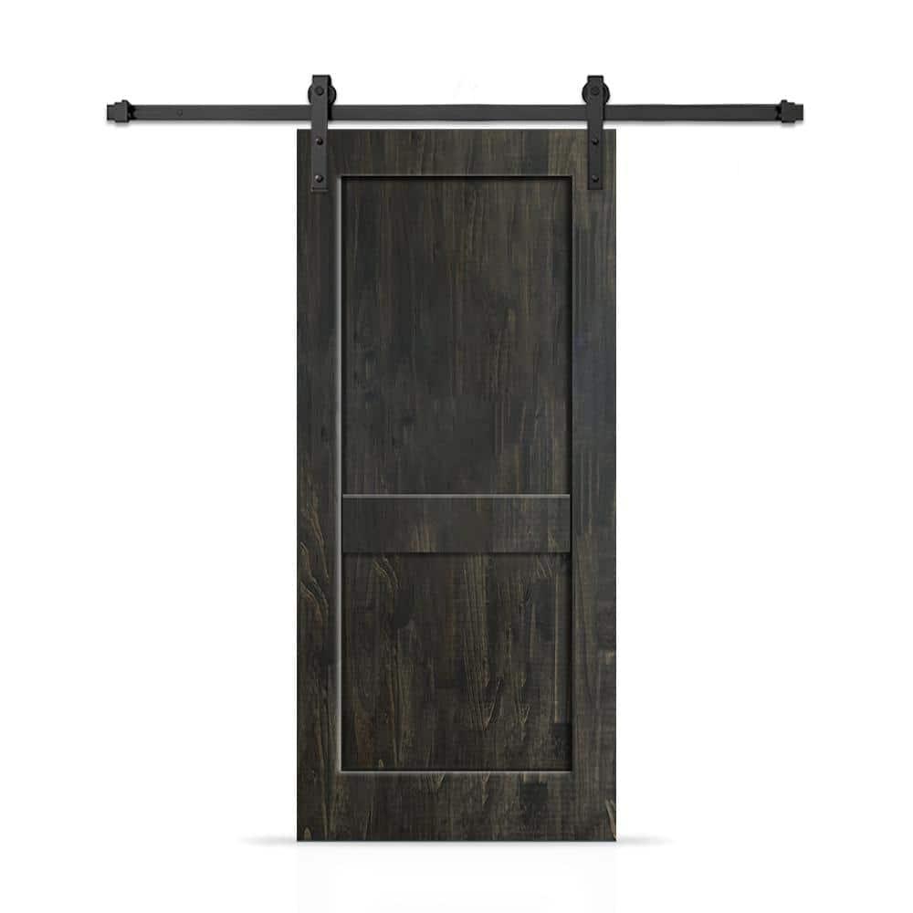 Calhome 2 Panel Shaker Stained Pine Wood Interior Sliding Barn Door with Hardware Kit | Wayfair