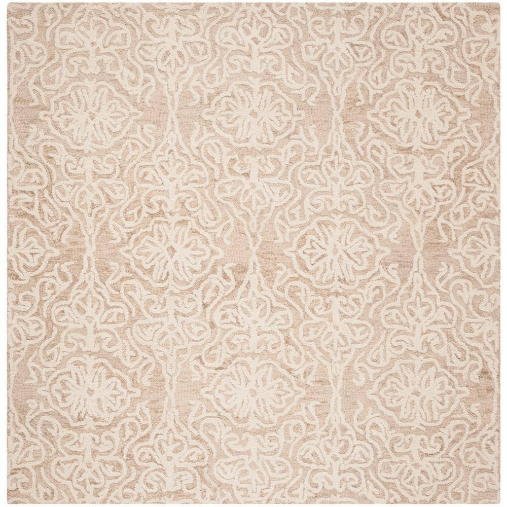 Blossom BLM112 Hand Tufted Indoor Area Rug - Beige/Ivory - 4'x4' - Safavieh