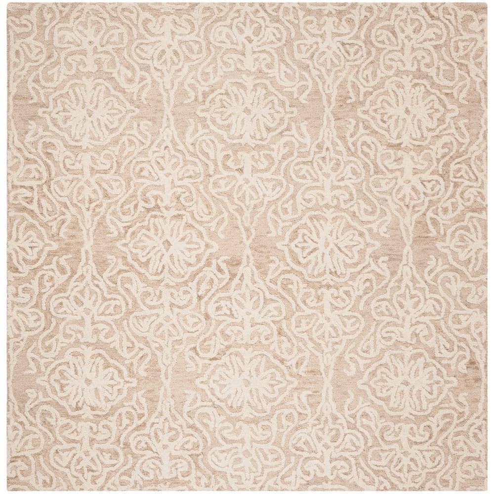 Blossom BLM112 Hand Tufted Indoor Area Rug - Beige/Ivory - 8'x8' - Safavieh