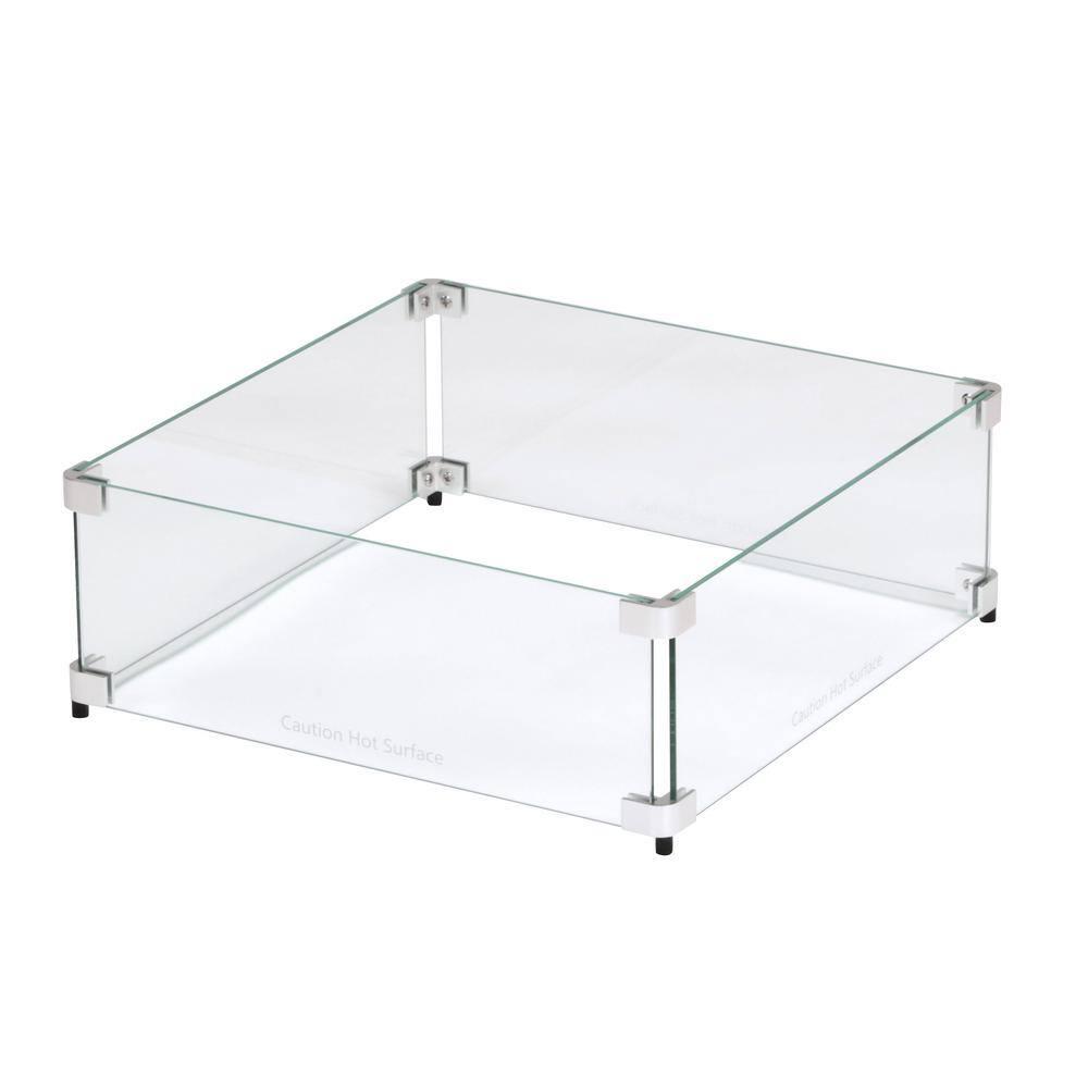 Celestial Fire Glass Square Fire Pit Wind Guard