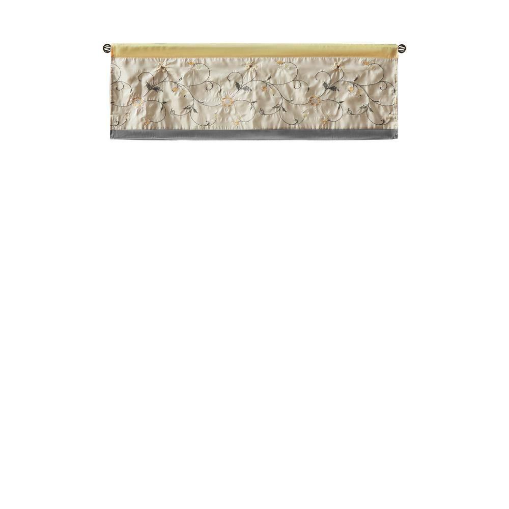 Madison Park Serene Floral Embroidered 50'' W Single Window Valance