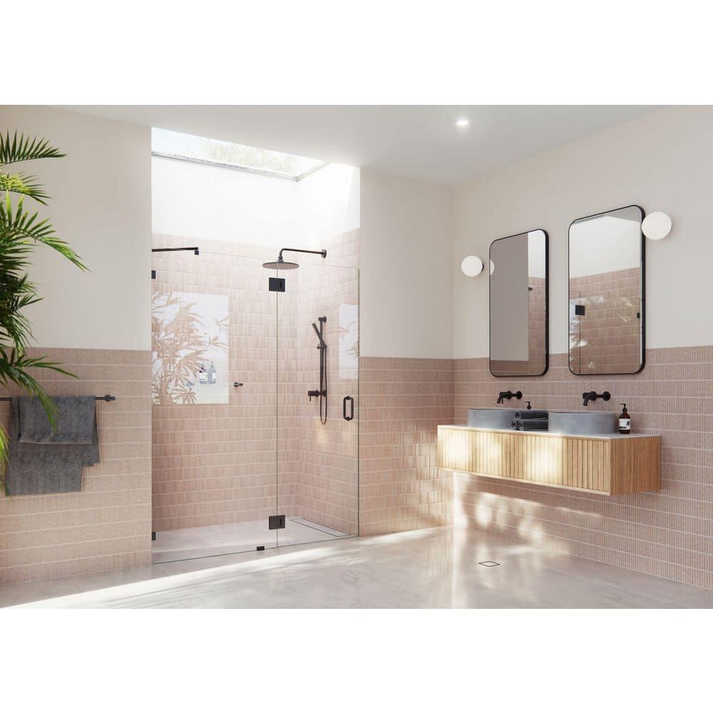 Glass Warehouse Halo 61.5 in. x 78 in. Frameless Glass Hinge Shower Door GW-GH-61.5-MB