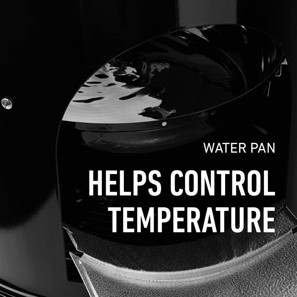 Black Porcelain Charcoal Smoker with Steel Grates and Thermometer