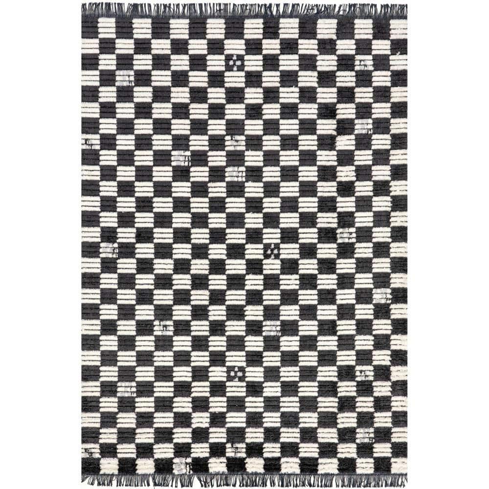 Nuloom Pania Geometric 4x6 Indoor Area Rug for Living Room Bedroom Dining Room Kitchen, Dark Grey