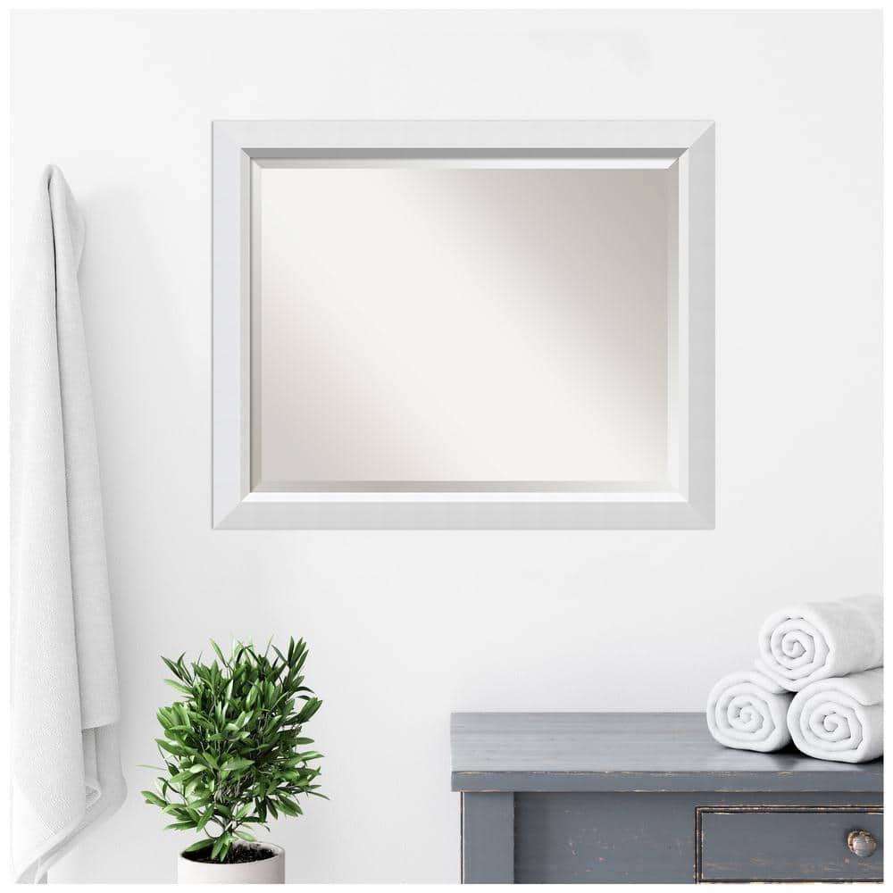 Amanti Art Blanco White Beveled Wood Wall Mirror 26.25 x 32.25 in.