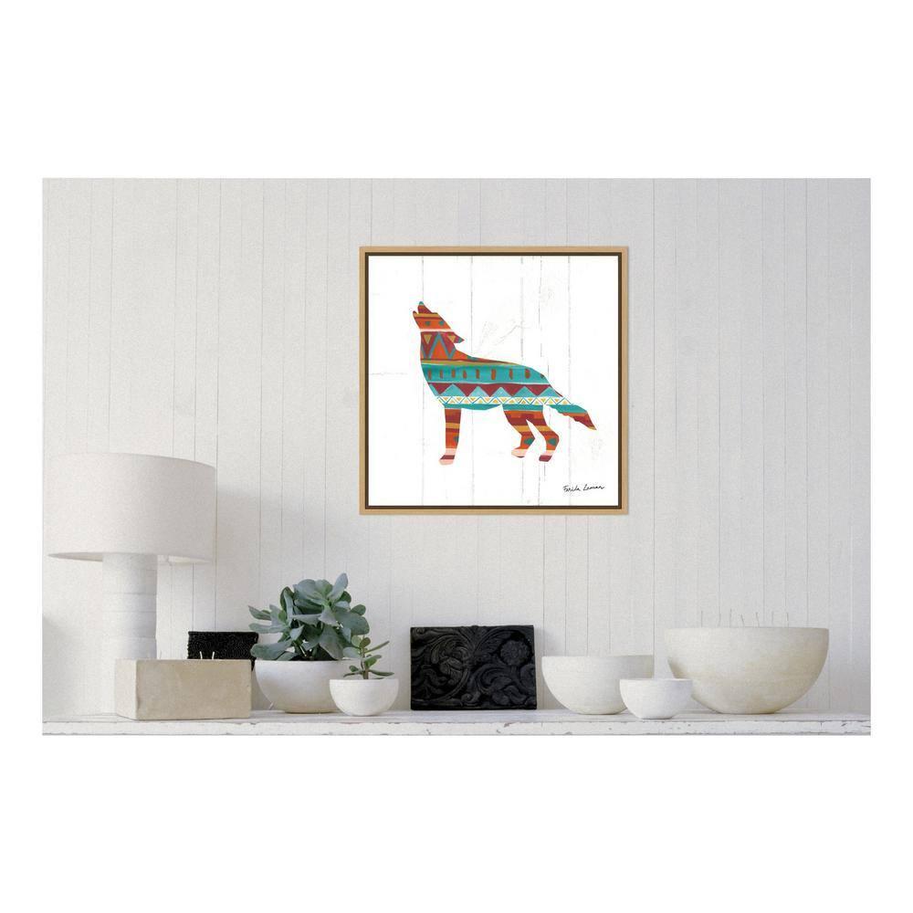 Amanti Art Southwestern Vibes VI Wolf by Farida Zaman Canvas Wall Art Print Framed 22-in. x 22-in. in Maple