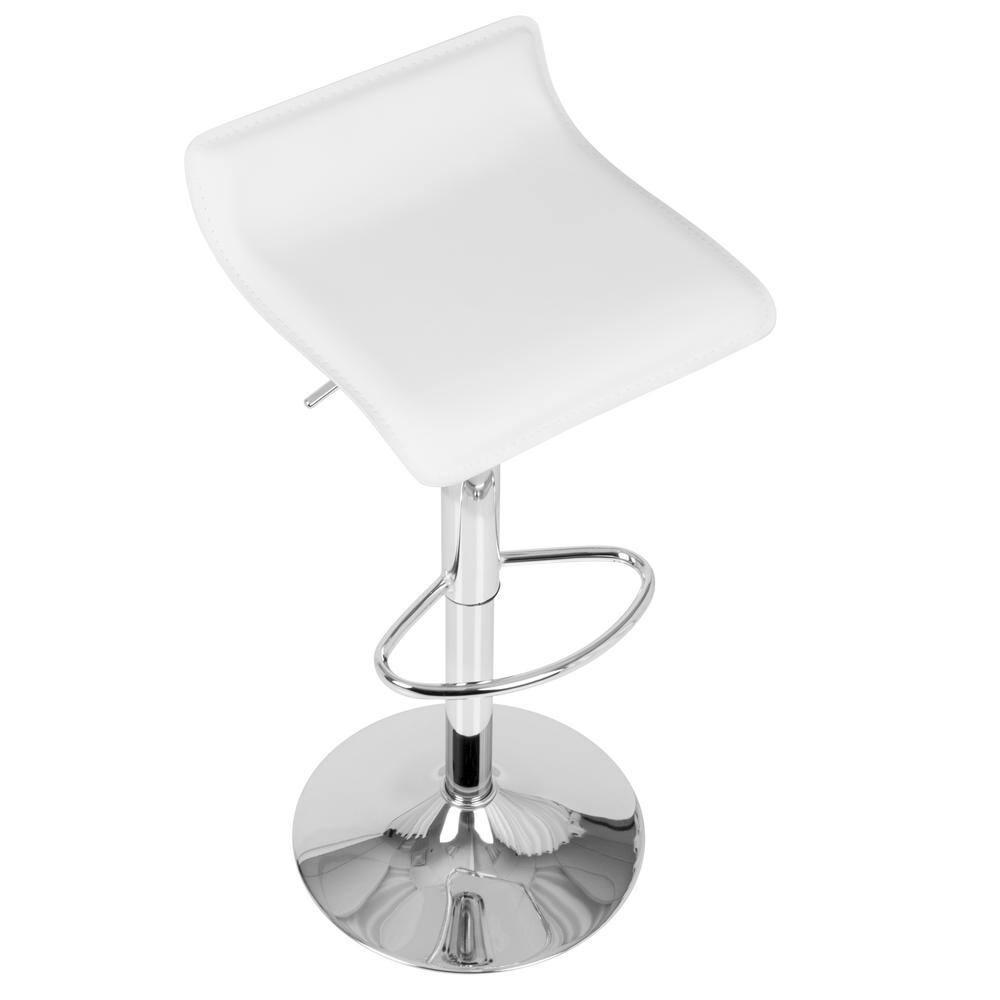 Set of 2 Ale Contemporary Adjustable Barstool White - Lumisource: Chrome-Plated, Swivel, Low Back