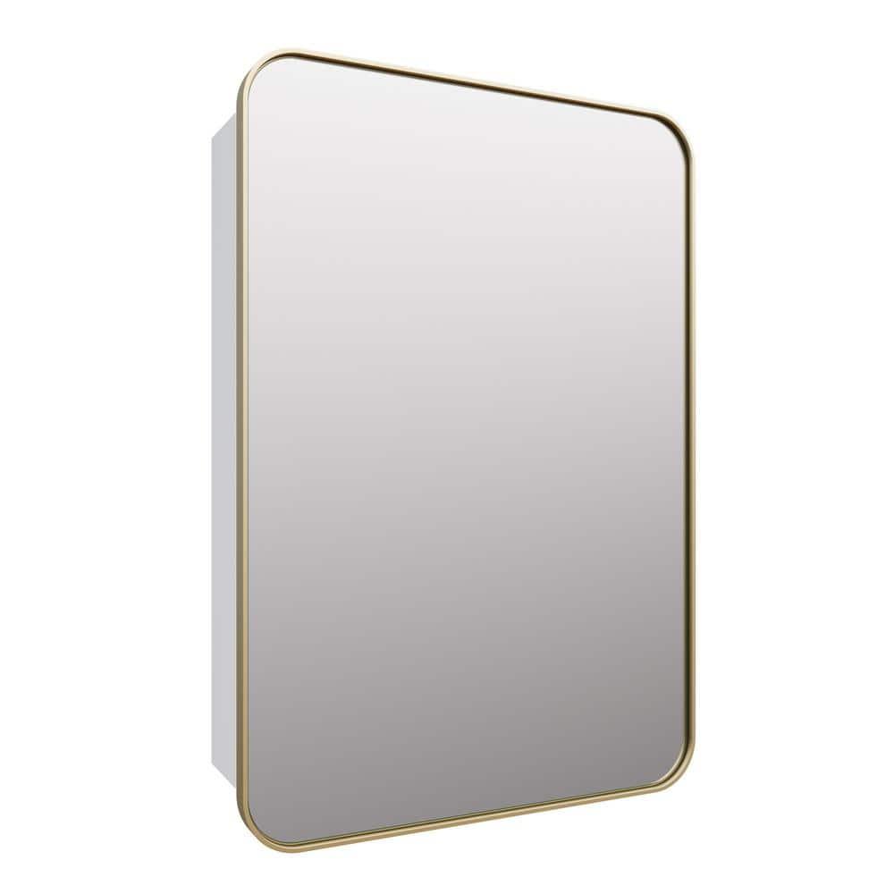 Stainless Steel Recessed Framed Single Door Medicine Cabinet with Adjustable Shelves
