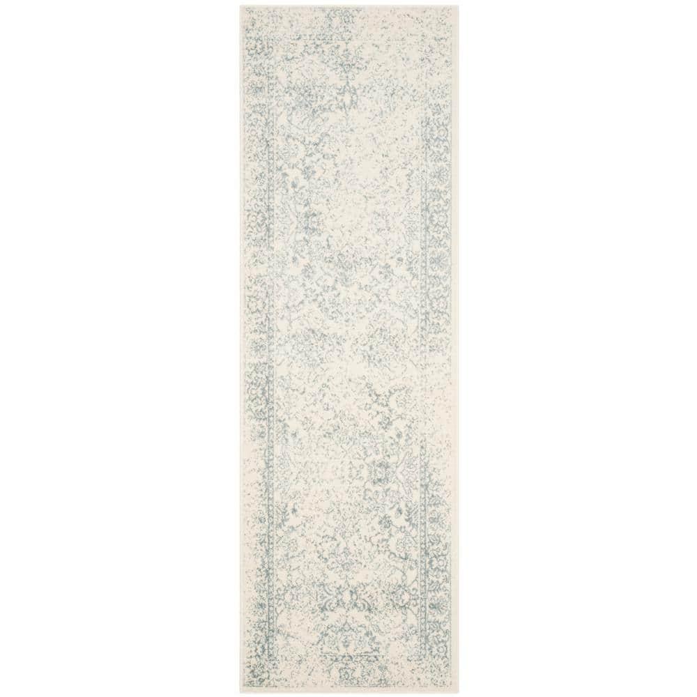 Adirondack ADR109 Machine Made Indoor Runner - Ivory/Slate - 2'-6"x8' - Safavieh