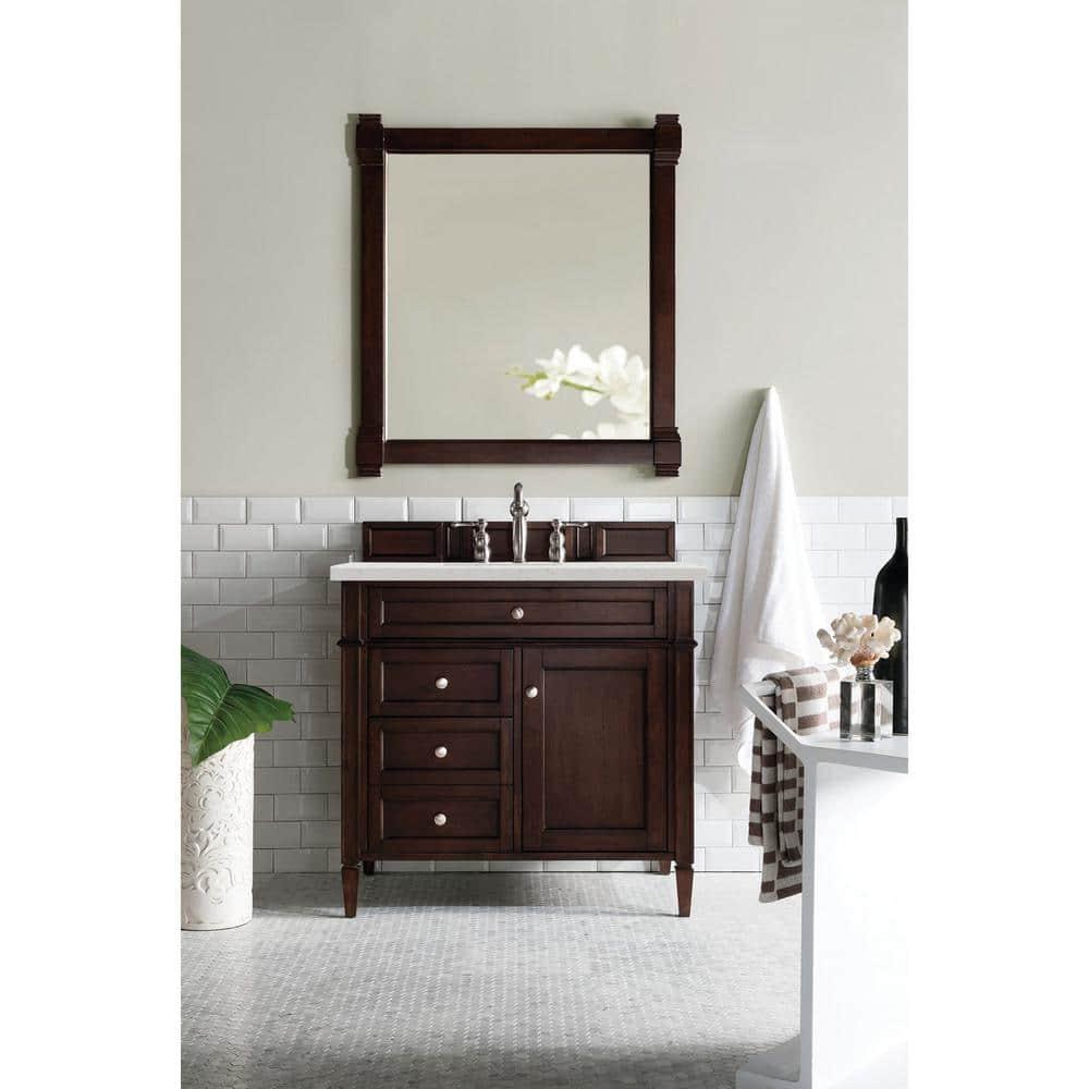 James Martin Vanities 36" Single Vanity, Burnished Mahogany w/ 3 CM Lime Delight Quartz Top