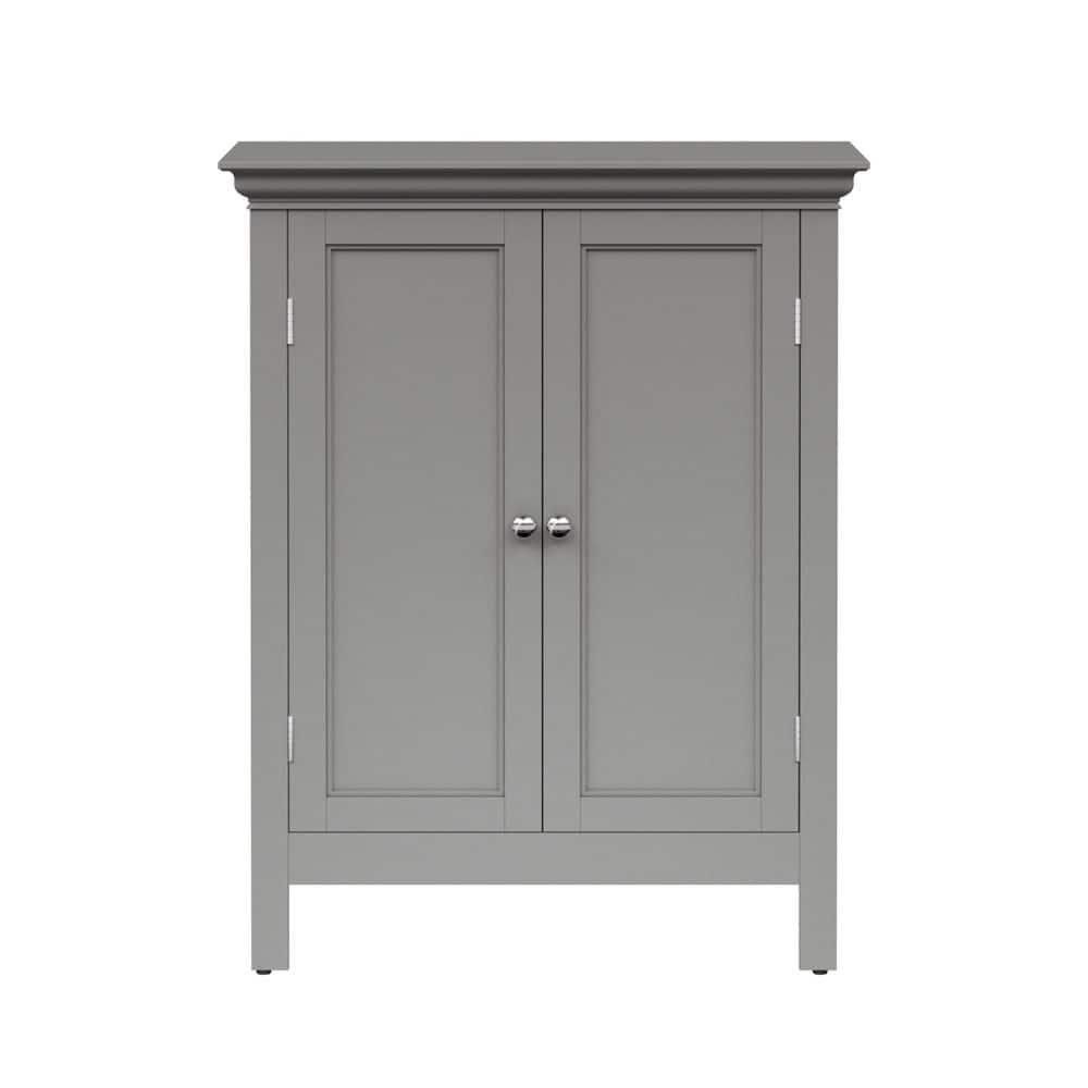 Teamson Home Stratford Contemporary Freestanding Bath Storage Cabinet Gray : Microfiber, Machine Washable, Non-Slip Backing