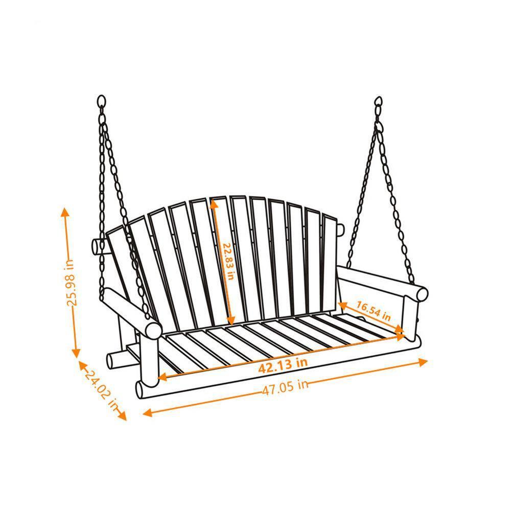 Anraja 4 Foot 2 Seat Porch Swing Hanging Wood, Unfinished