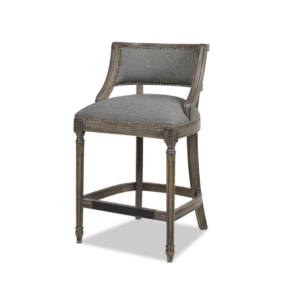 Jennifer Taylor Home Paris 26.5" Counter Bar Stool Dark Heathered Grey Linen