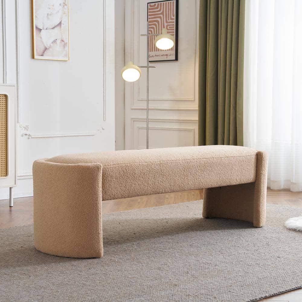 Christopher Knight Home Eugene Modern Boulce Upholstered Ottoman, Light Camel