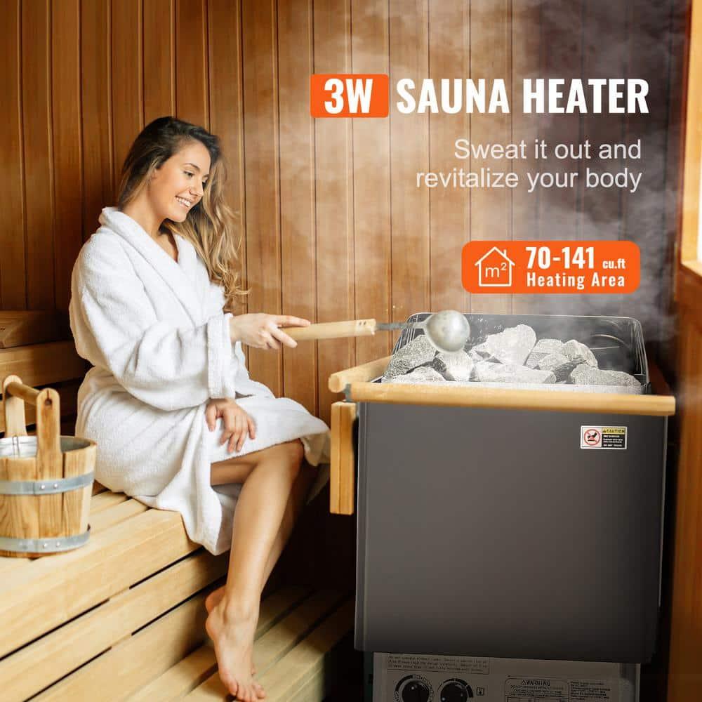 SKYSHALO Dry Stailess Steel W/ Internal Controller & Sauna Heater Stove 3KW Wet