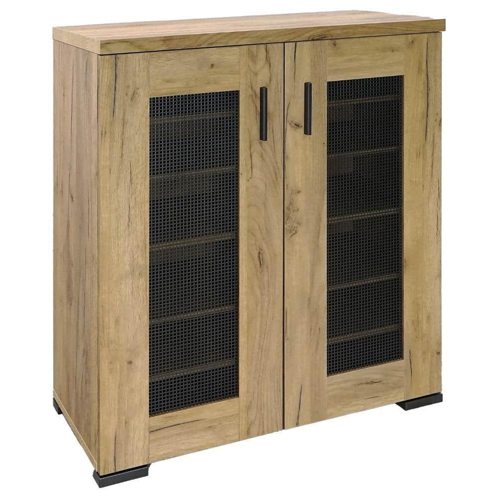 38 in. Accent Cabinet Chest with 5 Adjustable Shelf Units, Golden Oak Brown