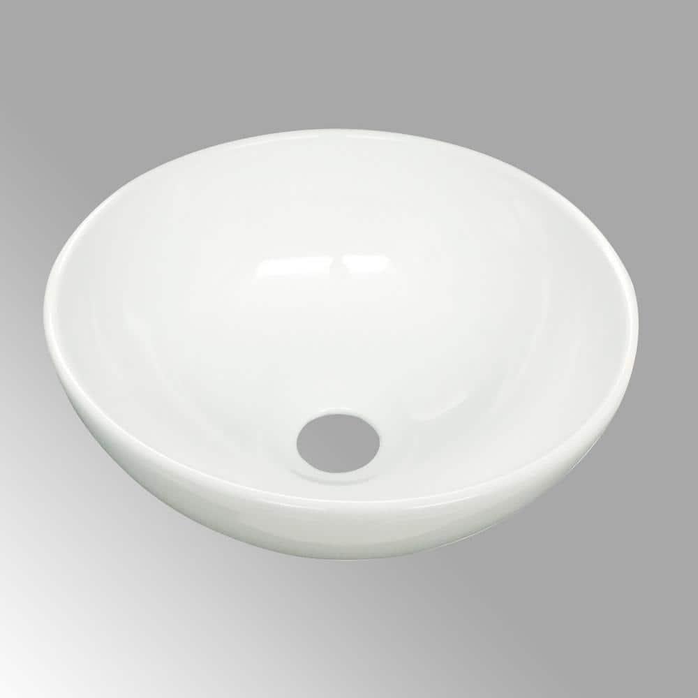 White Round Above Counter Bathroom Sink Ceramic Vanity Vessel Sink