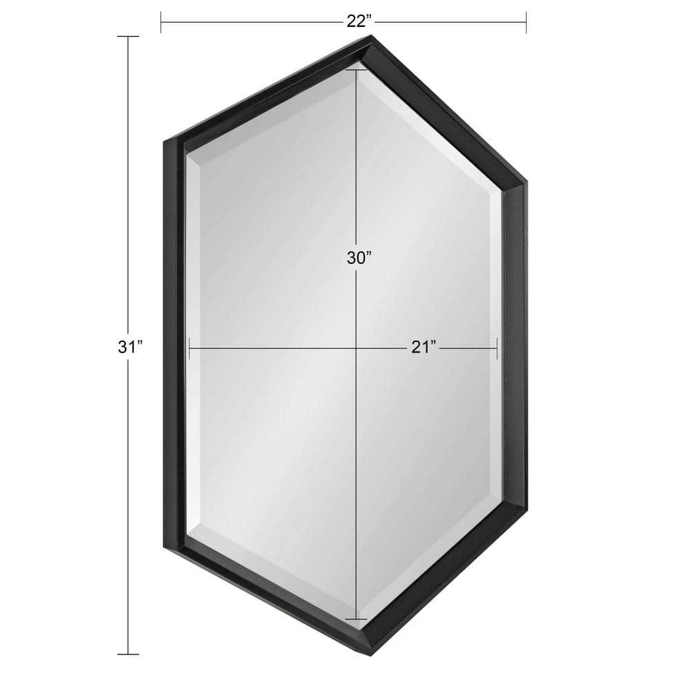 22" x 31" Calder Hexagon Wall Mirror Black - Kate & Laurel All Things Decor: Modern Beveled Edge, No Assembly Required, Wall Mount