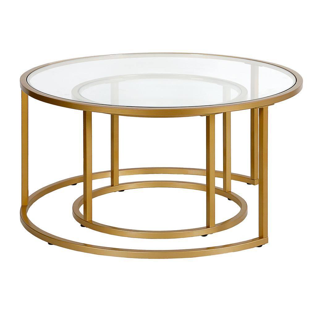Evelyn&Zoe Watson Round Nested Coffee Table in Brass