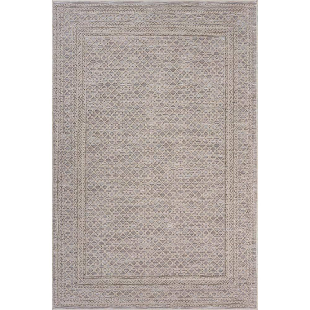LR Home Natural Beige Toned 5 ft. x 7 ft. Classic Geometric Trellis Bordered Indoor/Outdoor Rug