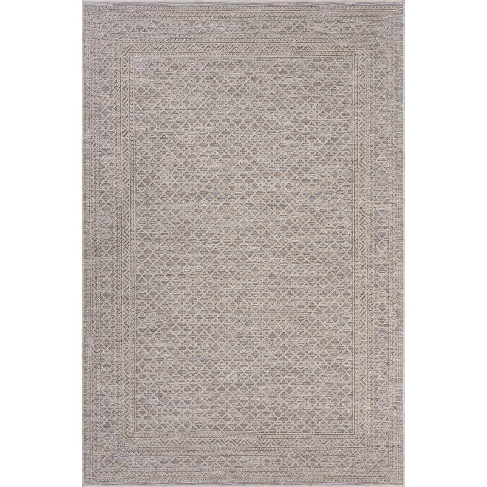 LR Home Reese 5' x 7', Gray Trellis Fade, Stain, and Moisture Resistant Indoor/Outdoor Area Rug