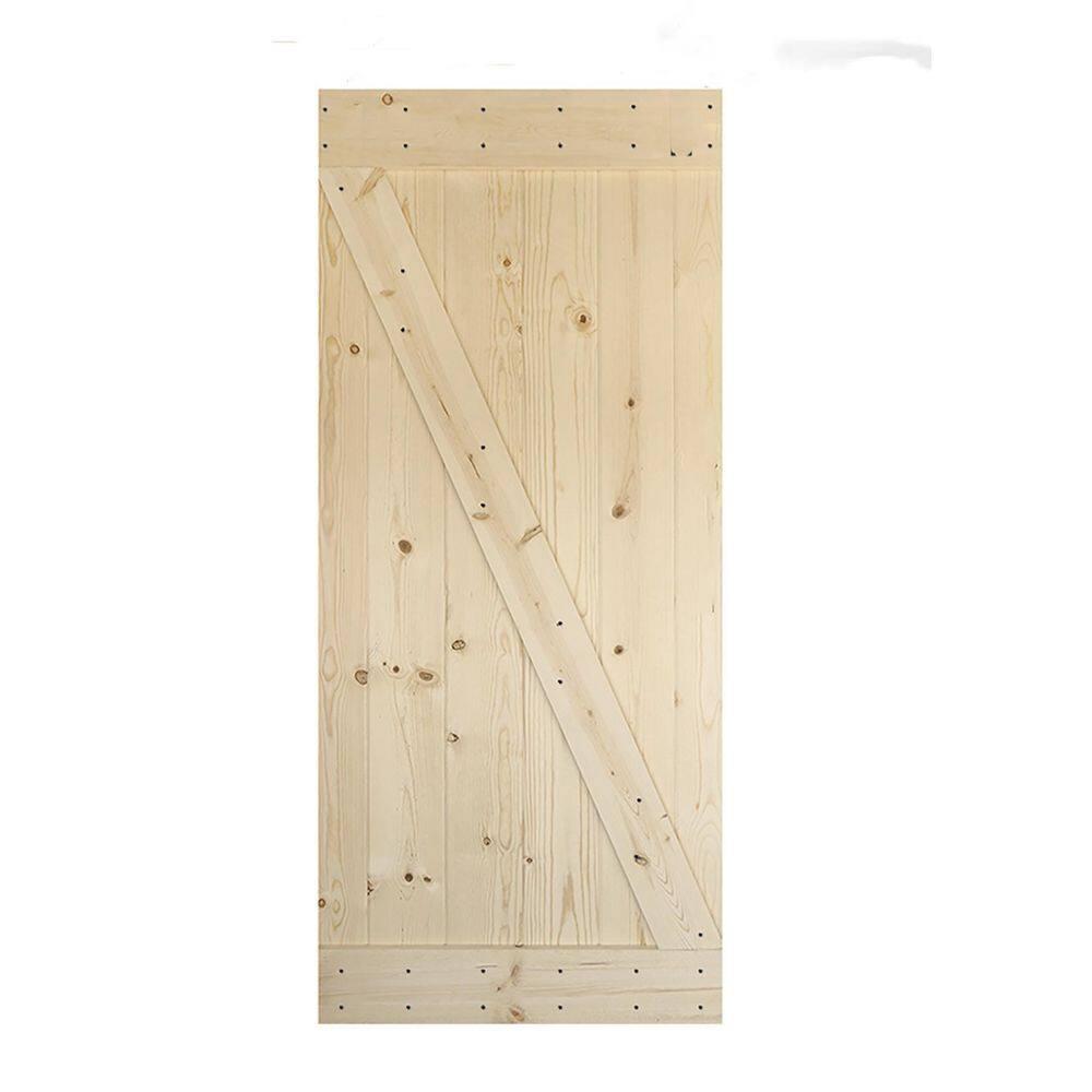 IsLife 36'' x 84'' Solid Wood Paneled Painted without Installation Hardware Kit Barn Door