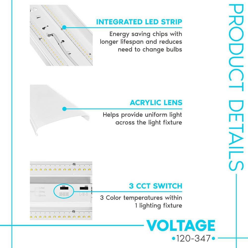 Luxrite 4FT LED Wraparound Light, 36/40/45W, 3 CCT, 4140/4600/5175 Lumens, Dimmable, 120-347V, Damp Rated, UL Certified
