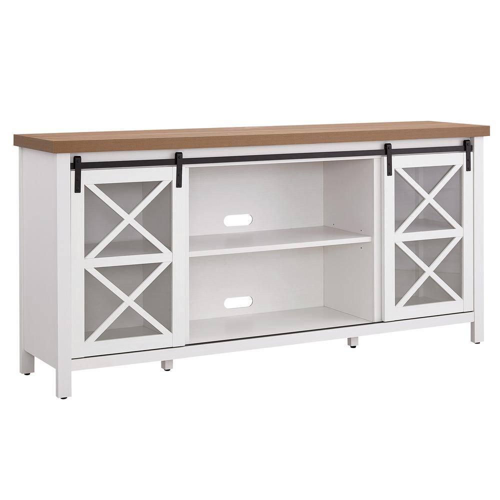 68" White and Golden Oak TV Stand - Henn&Hart