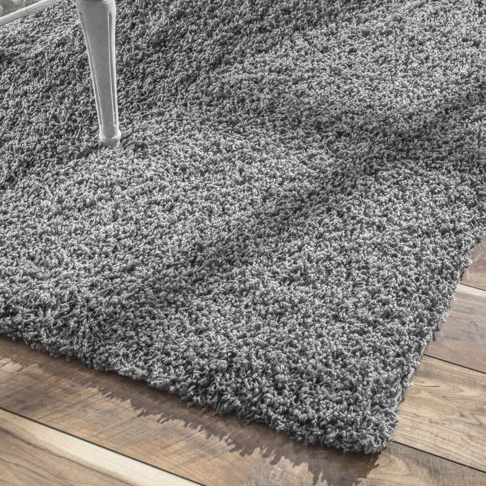 Marleen Plush Shag Gray 10 ft. x 14 ft. Contemporary Living Room/Bedroom/Dining Room Area Rug