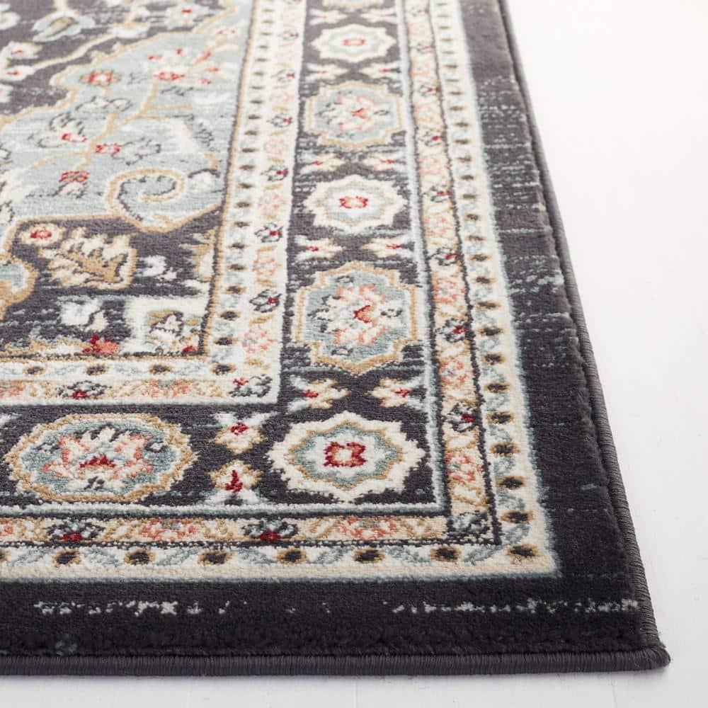 Lyndhurst LNH338 Power Loomed Area Rug - Anthracite/Teal - 7'x7' - Safavieh.