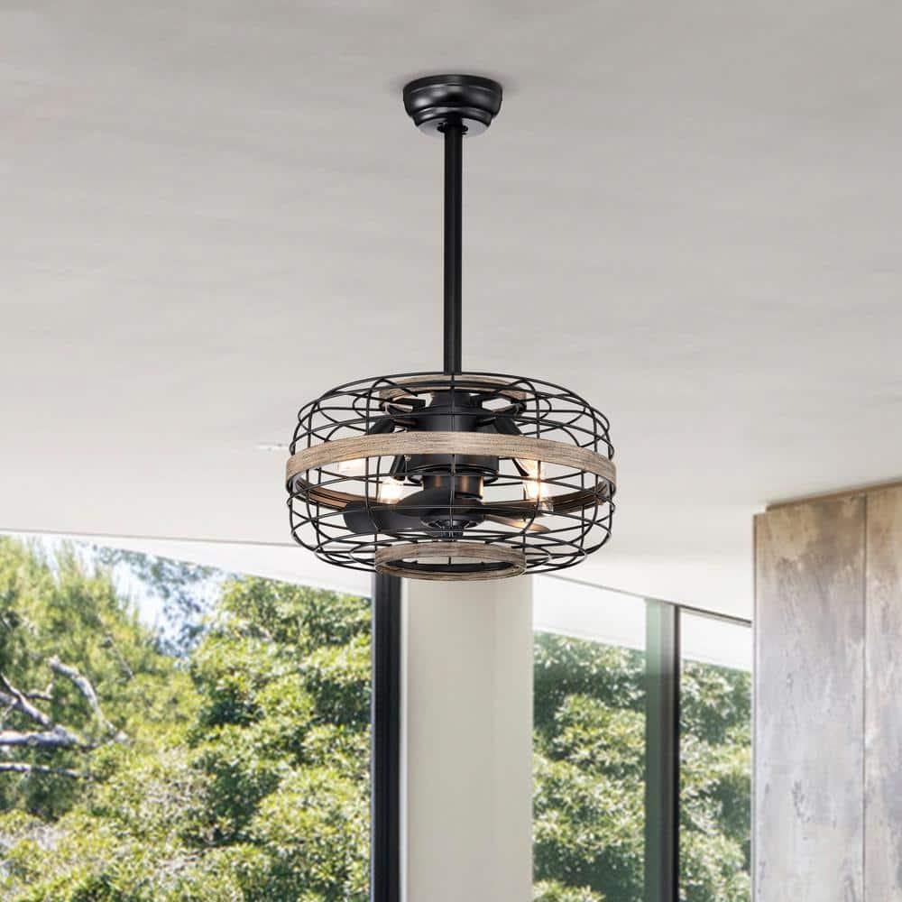 18-Inch Matte Black Contemporary LED Ceiling Fan with Downrod Mount and Remote Control
