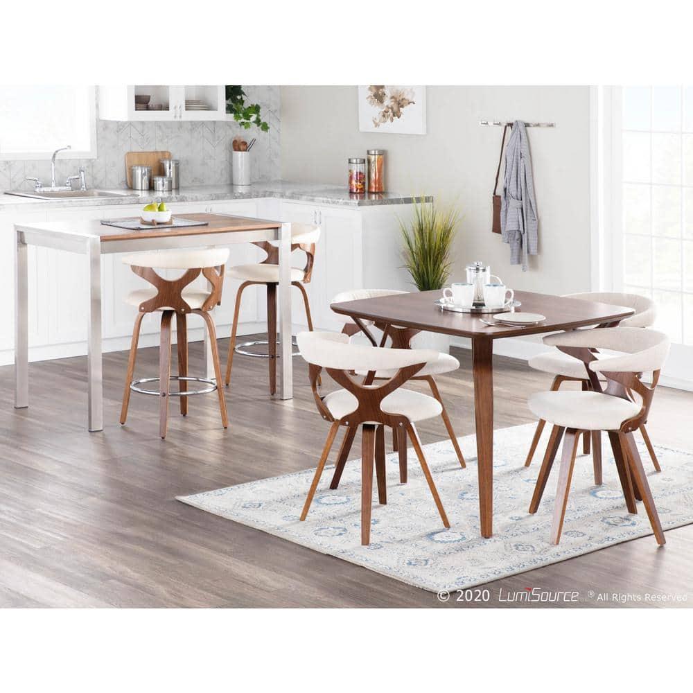 Gardenia Mid-Century Modern Dining Accent Chair with Swivel Cream - LumiSource: Bent Wood Legs, Polyester Upholstery, 250lb Capacity