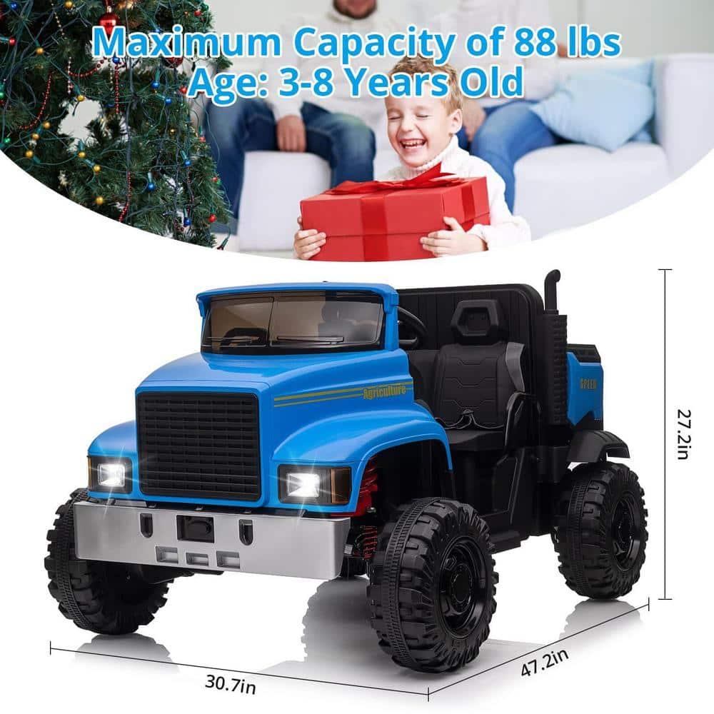 Huloretions 2 Seater Ride On Tractor Car, 24V Battery Powered Ride On 4x200W Motors Kids Electric Vehicles Ride-On Truck Car with Remote Control, Led Light, High/Low Speed