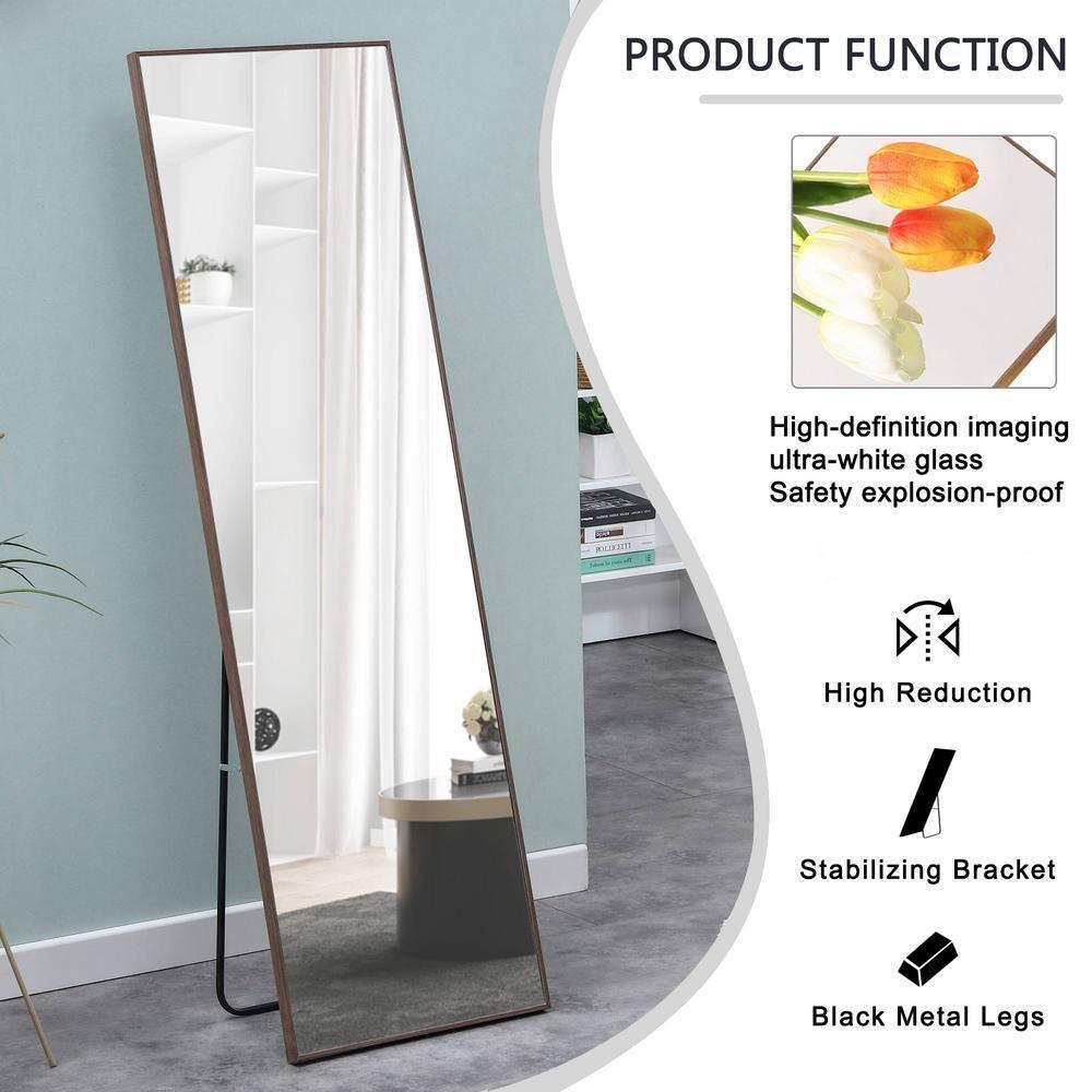 2025 New 65" x 23" Full Length Mirror, Wall/Floor Mounted Dressing Mirror with Wooden Frame, Decorative Mirror for Living Room, Bedroom, Cloakroom