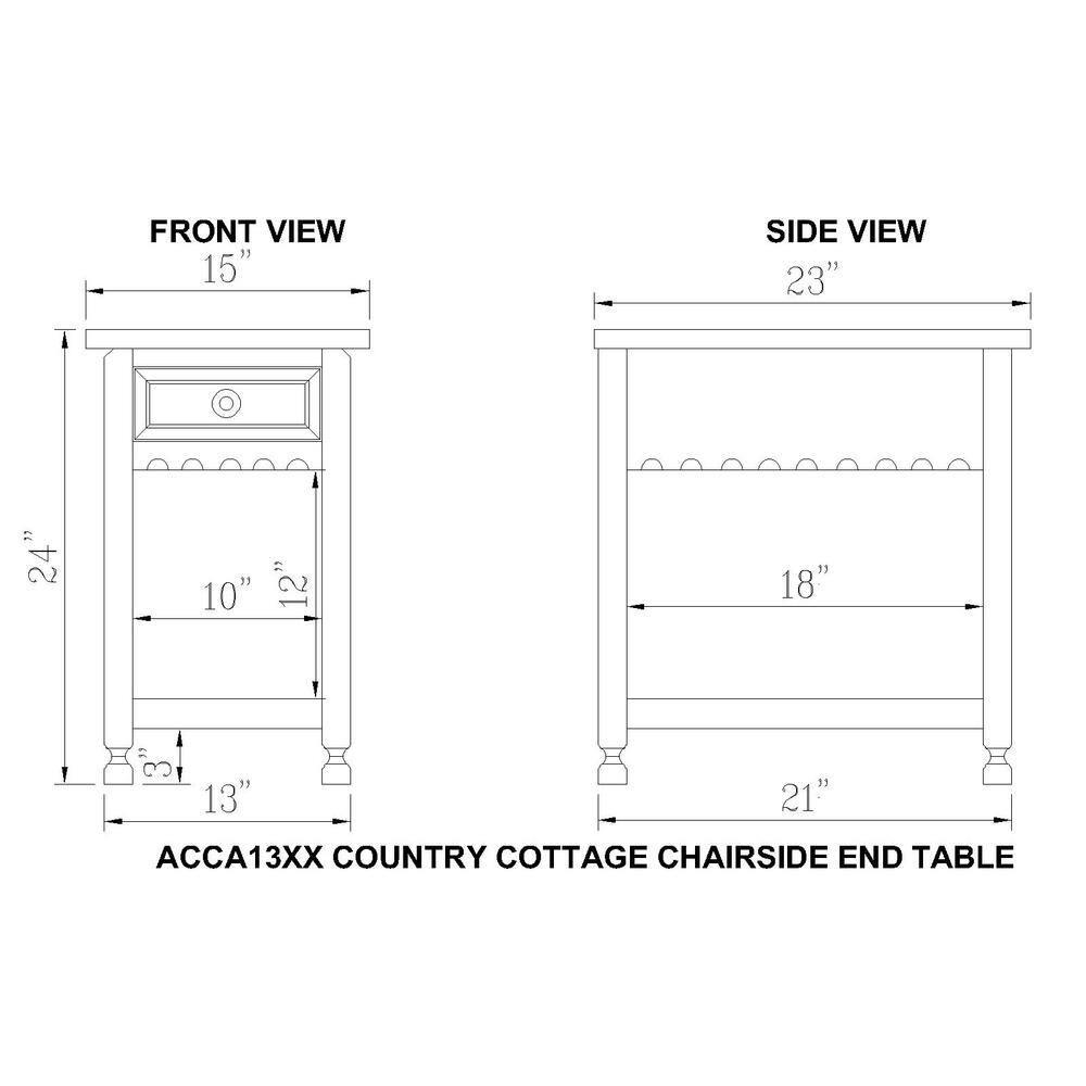 Alaterre Furniture Country Cottage Chairside End Table with 1 Drawer and 1 Shelf, Square Turned Legs, Farmhouse Style for Living Room, Antique Blue Finish