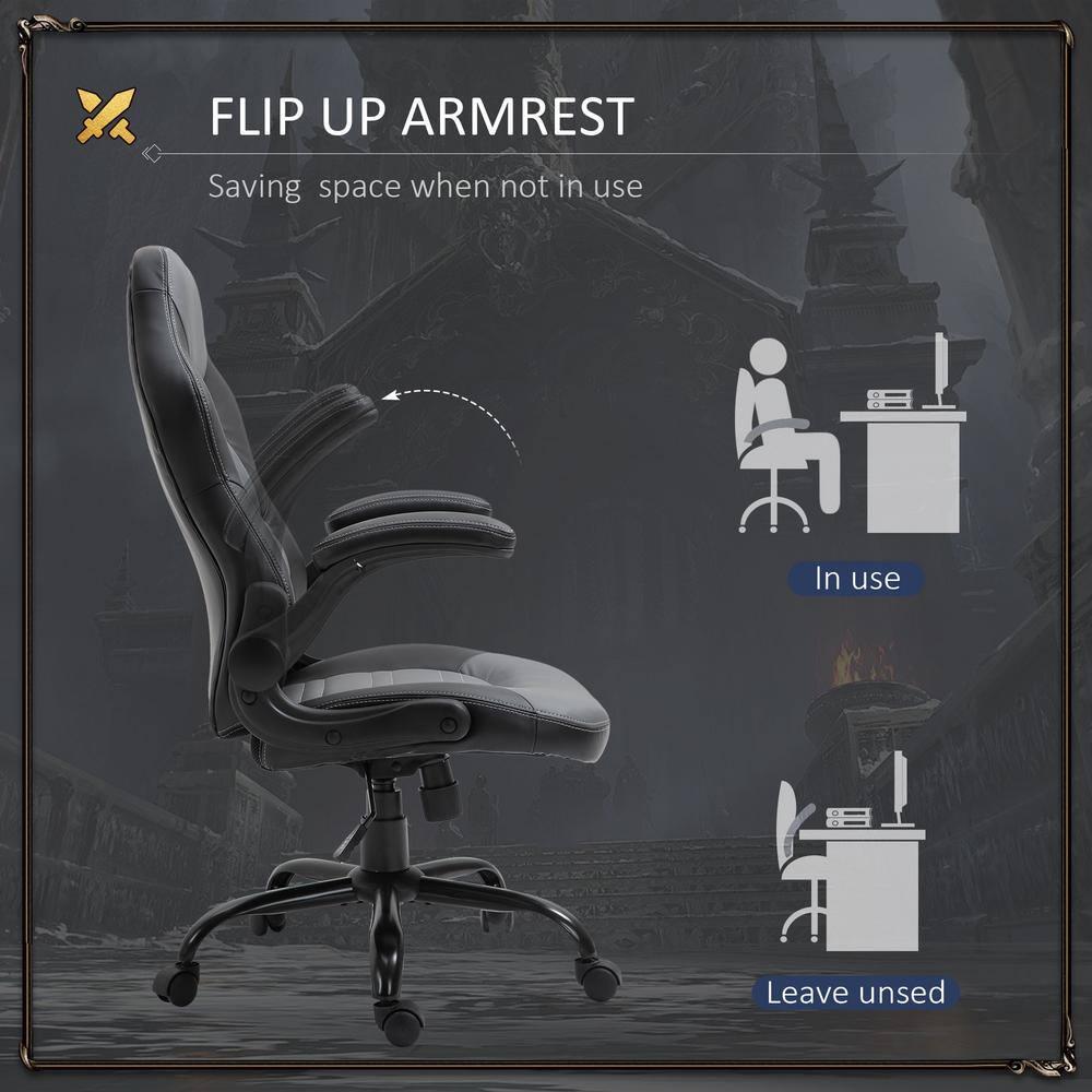 Vinsetto Ergonomic Gaming Chair, Racing Style Computer Chair, Executive Home Office Desk Chair with Faux PU Leather, Tilt, Swivel Wheels, Black / Gray