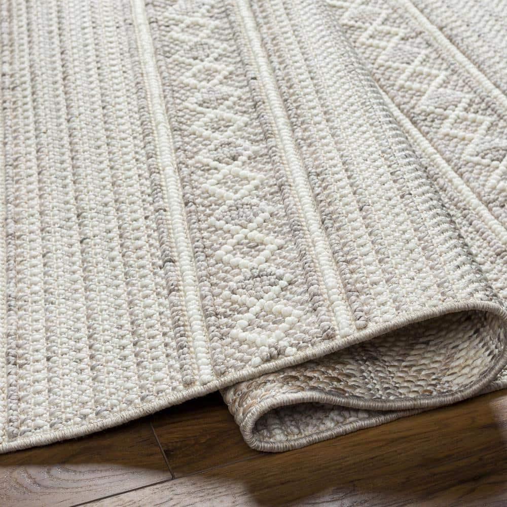 New Delhi Textured Stripe Gray Synthetic 7'9" x 10' Area Rug