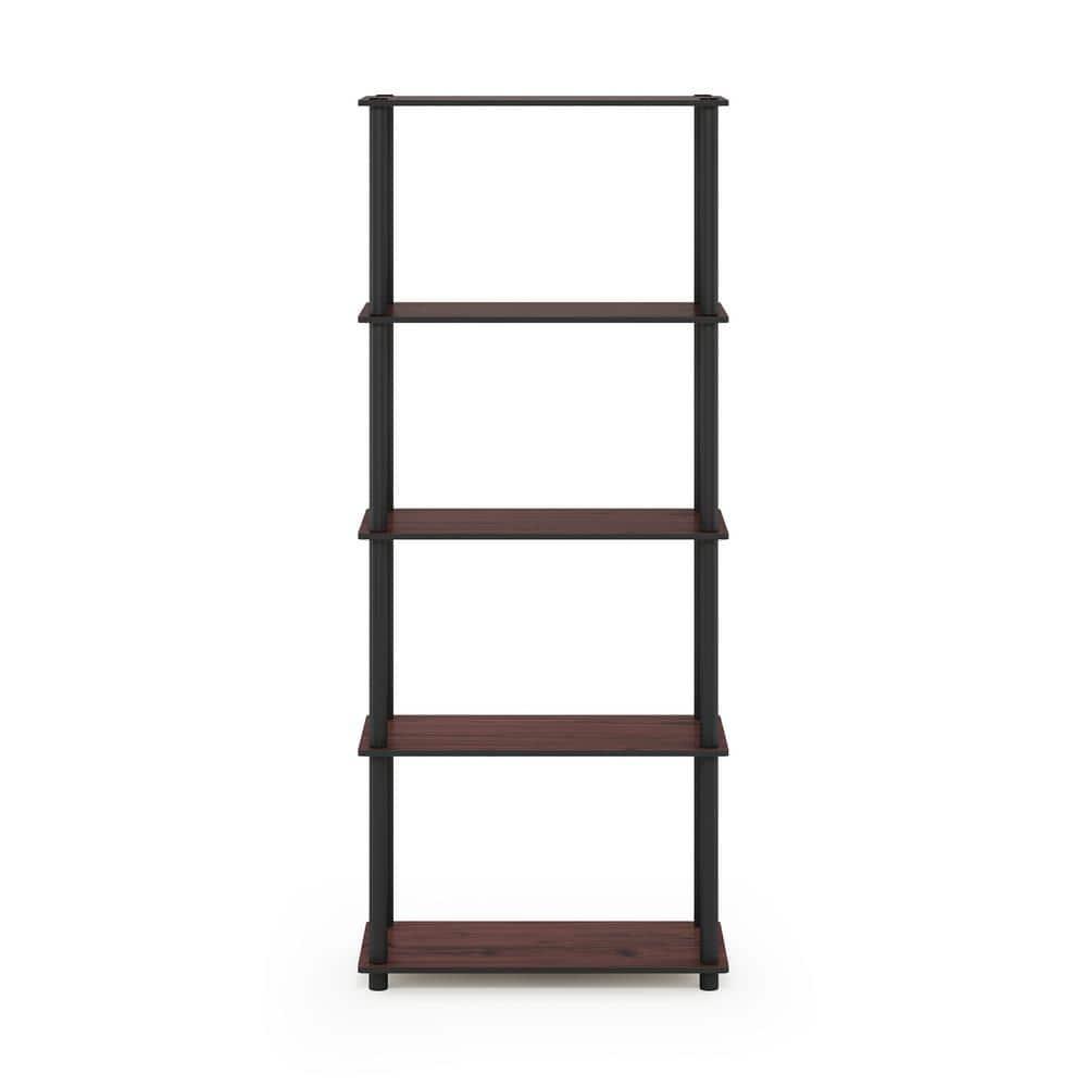 Furinno 5-Tier Tall Decorative Bookshelf Storage Bookcase Open Multipurpose Shelves Display Rack for Living Room&Home Office,Light Cherry/Black