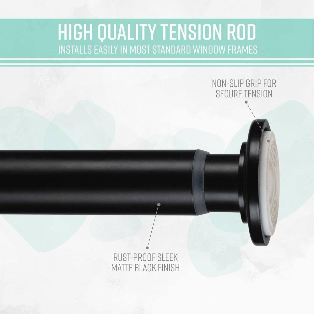 Home Details 24"-42" Adjustable Tension Curtain Rod in Matte Black