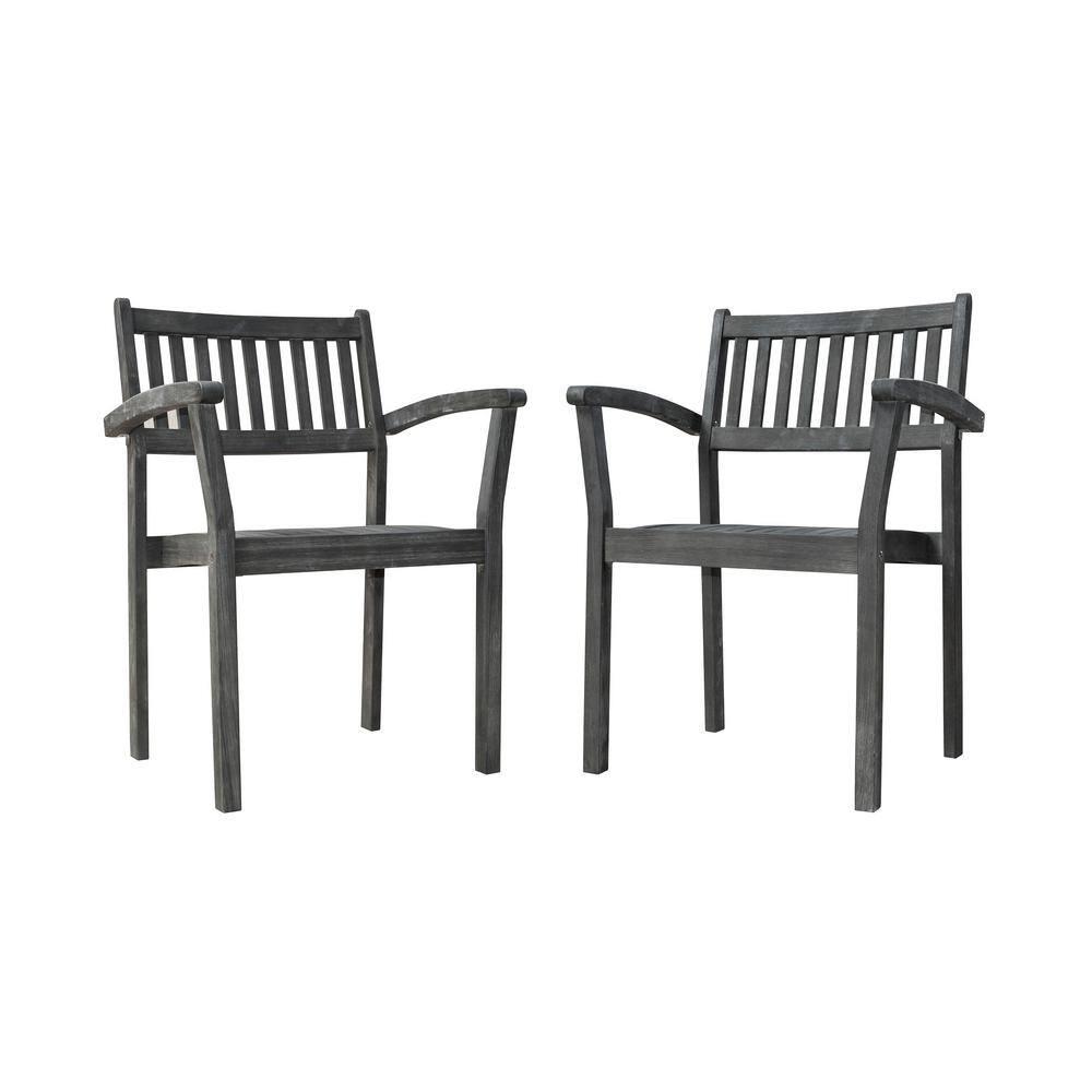 Elegant Hand-Scraped Acacia Wood Outdoor Stacking Armchair Set