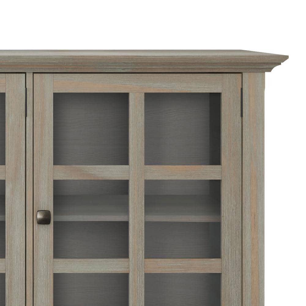 Simpli Home Acadian Wood 62" Transitional Cabinet in Gray