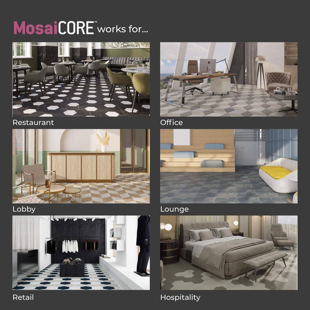 GlueCore Mosaic 28mil x 12" W x 10" L Glue Down Vinyl Tile Flooring