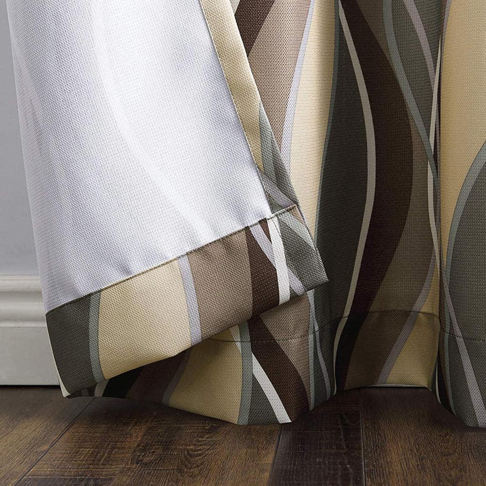 48"x63" No. 918 Semi-Sheer Intersect Ogee Wave Print Grommet Curtain Panel Spruce: Room Darkening Green Curtain