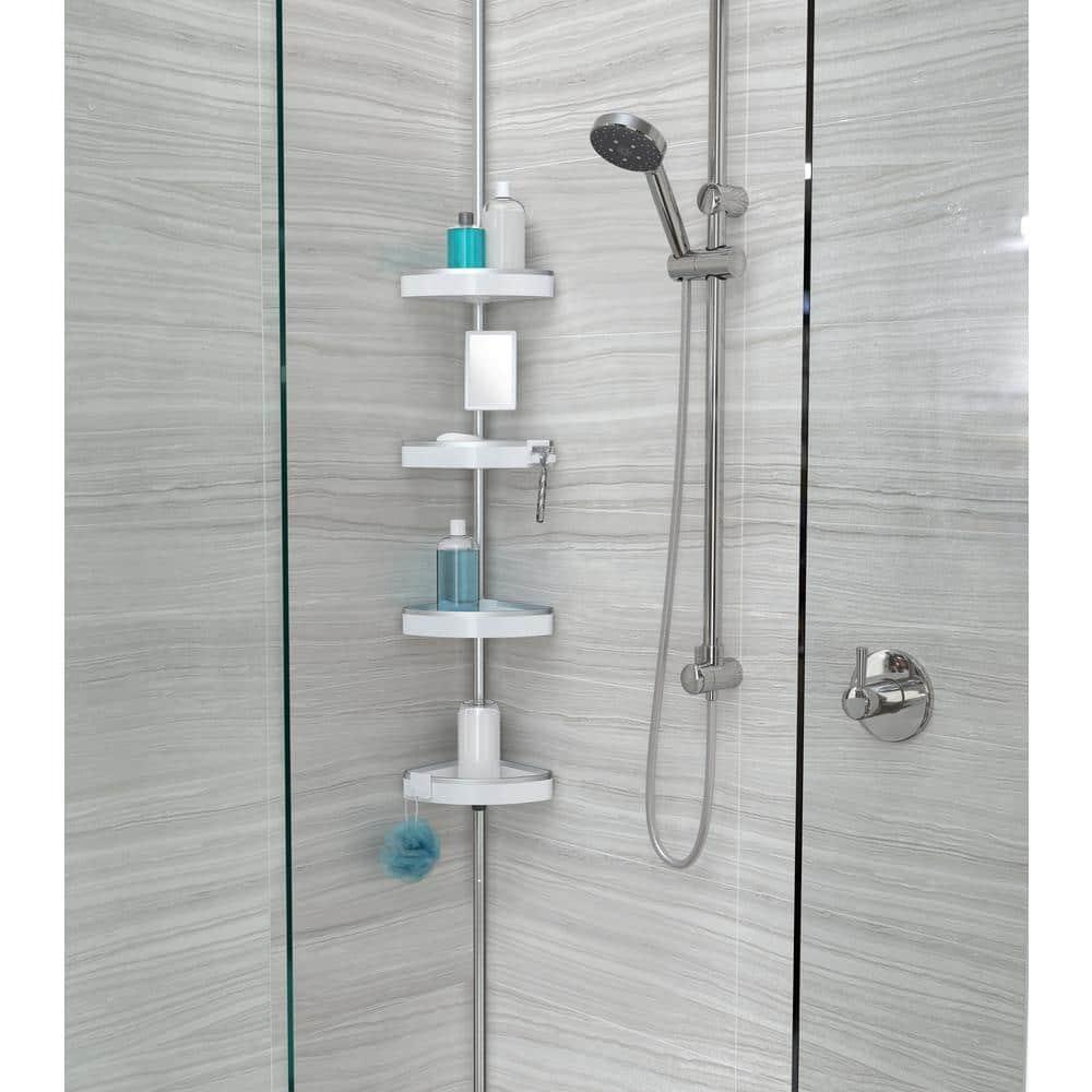 Better Living Products HiRISE 4 Tension Shower Caddy w/Mirror
