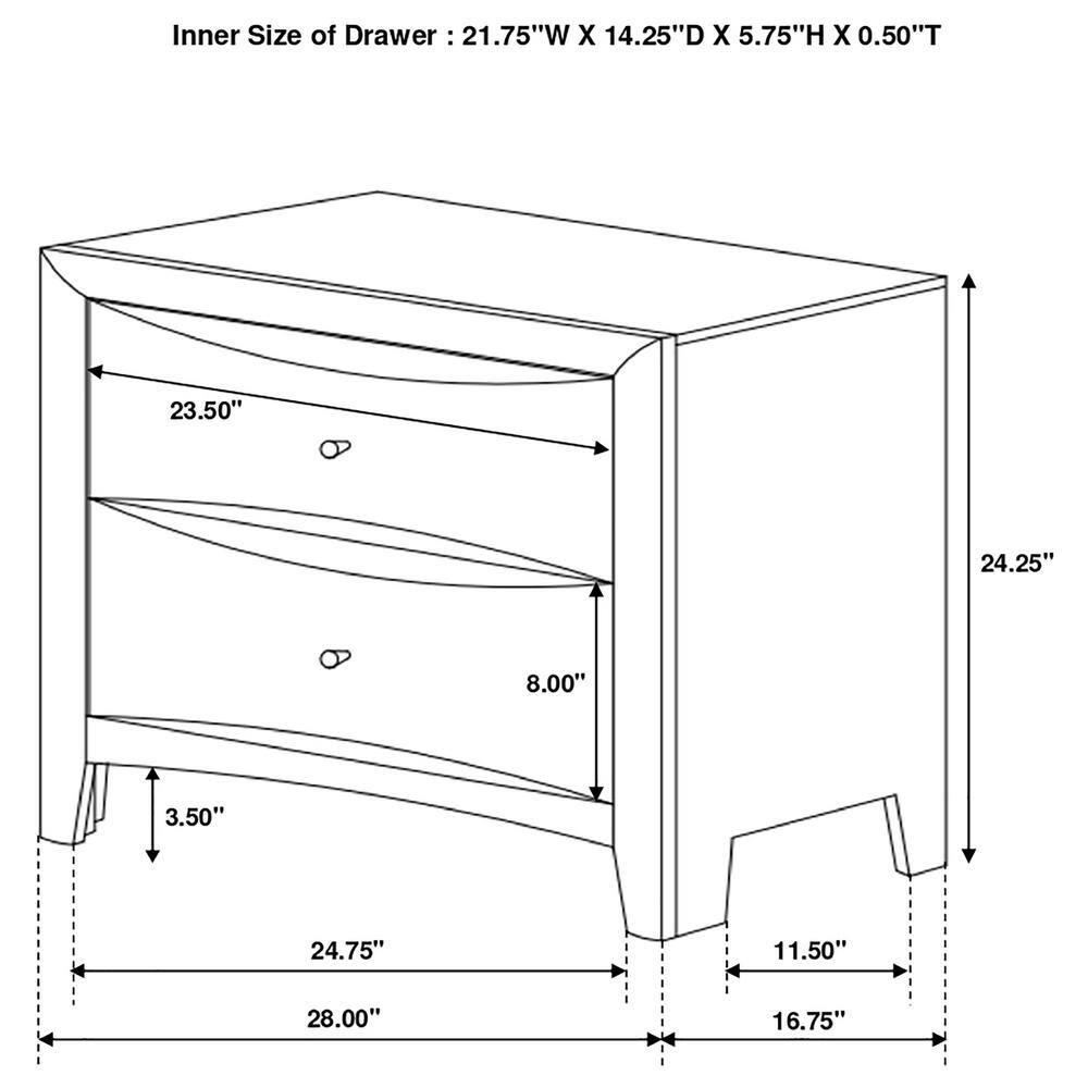 Coaster Contemporary Style Nightstand, Cappuccino Finish