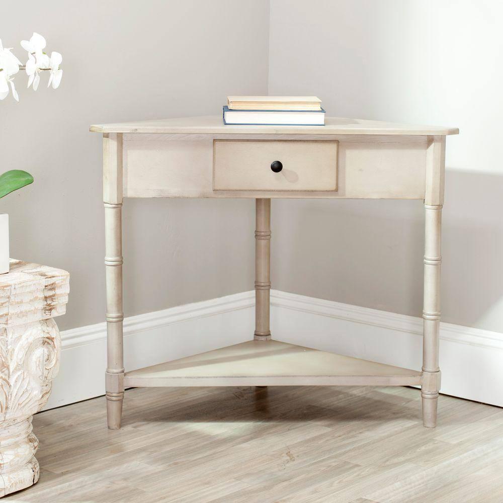 Gomez Corner Console Table - Vintage Grey - Safavieh