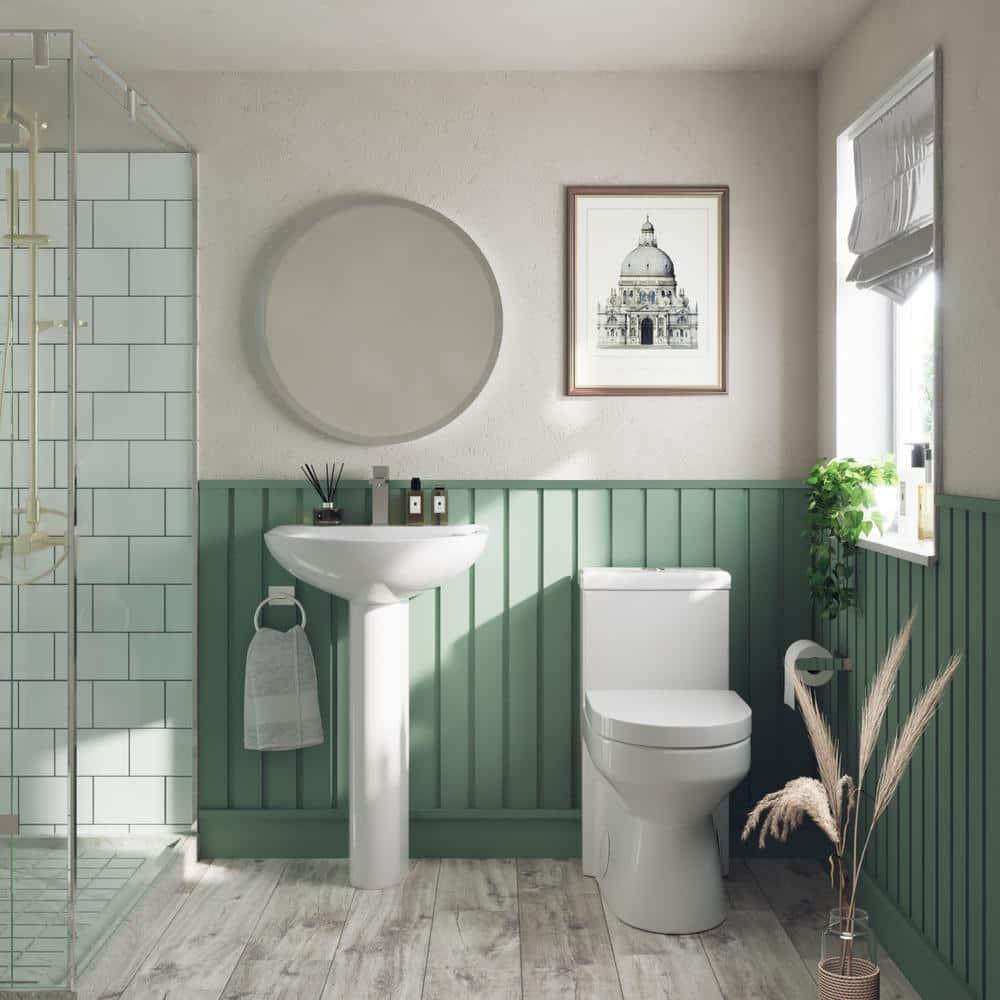 Liberty 31.5" Tall White U-Shaped Vitreous China Pedestal Bathroom Sink with Overflow